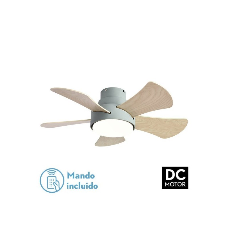 Ventilador 25w Dc Verde Gregario 5 Aspas Rev. Blanca/haya 6 Vel. 3000-4000-6000k 82D Remoto,memoria y Temporizador