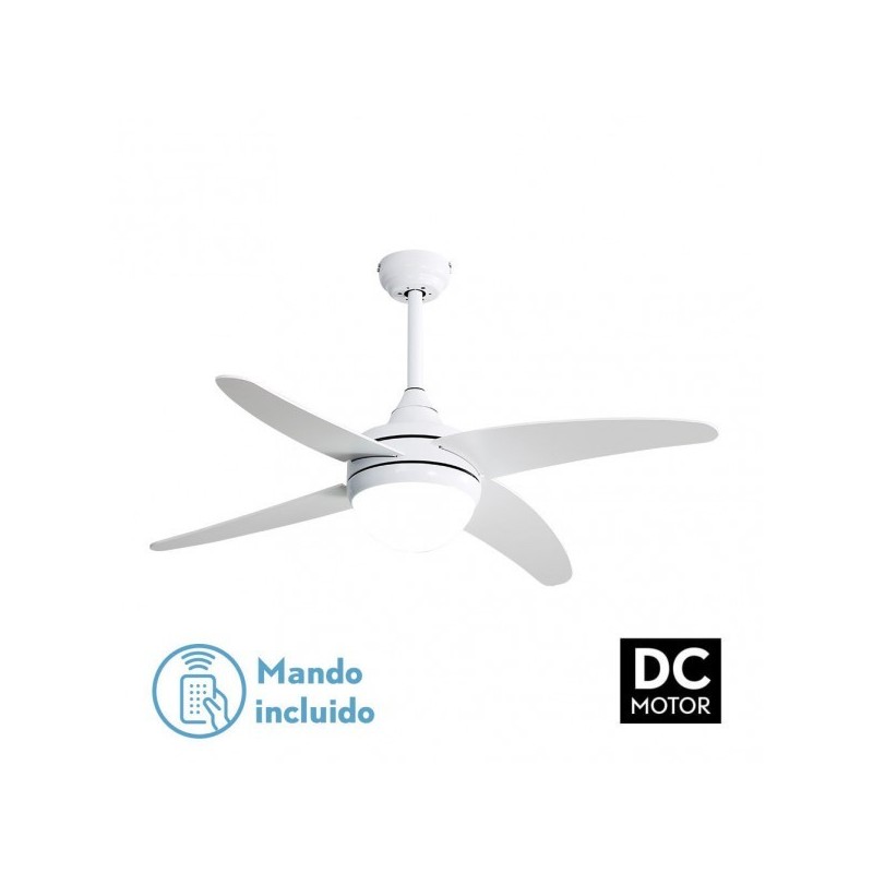 Ventilador 2xe27 Dc Klod Blanco 4 Asp.6 Vel.117d C/remoto Y Temporizador