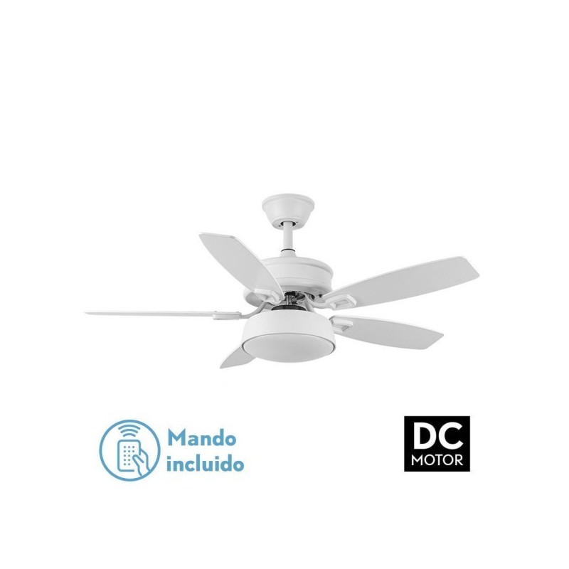 Ventilador 30w Dc Braw Blanco 5 Aspas Blanco/haya 6 Vel. 3 Colores 106,7d C/remoto, Memoria Y Temporizador 2850lm