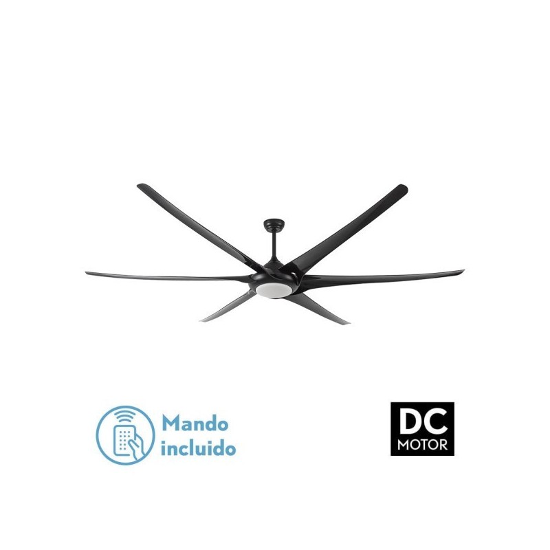 Ventilador 24w Dc Moncayo Negro 6 Aspas 6 Velocidades 254d C/remoto Memoria 3 Temperaturas 2850 Lm