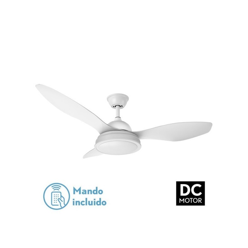 Ventilador 48w Dc Datoo Blanco 3 Aspas Blancas 6 Vel. 33/48x122x122cm 3 Colores C/remoto,memoria Y Temporizador 4080lm