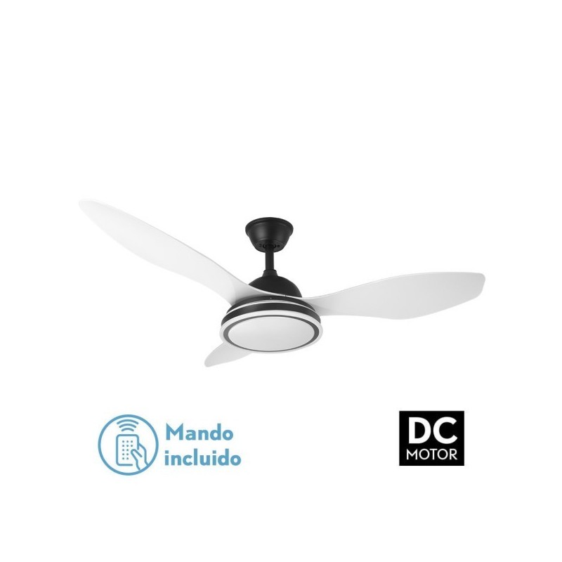 Ventilador 48w Dc Datoo Negro 3 Aspas Blancas 6 Vel. 33/48x122x122cm 3 Color C/remoto,memoria Y Temp.4080lm