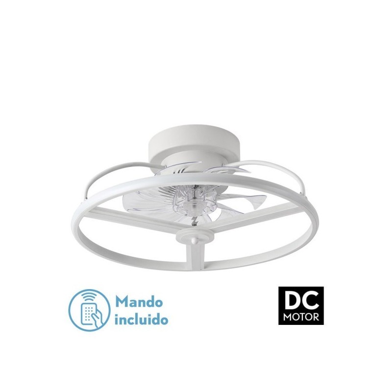 Ventilador 60w Dc Bora Blanco 8 Aspas Transp. 21x50x50cm 6Vel. 3 Colores C/remoto, Memoria, Temporizador Y Reg.Intensidad 5100lm