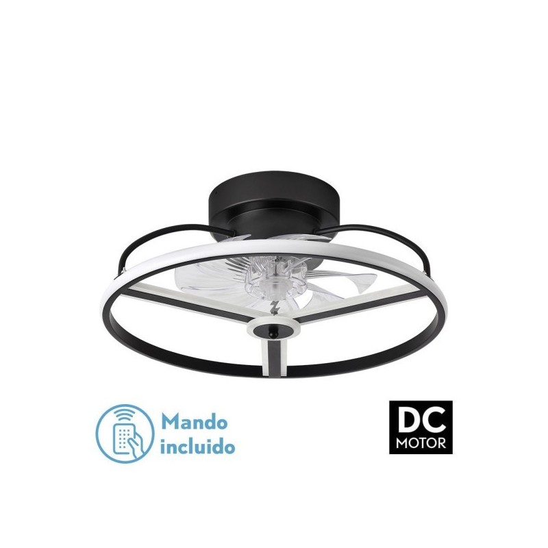 Ventilador 60w Dc Bora Negro 8 Aspas Transp. 21x50x50cm 6 Vel. 3 Colores C/remoto, Memoria, Temporizador Y Reg.Intensidad 5100lm