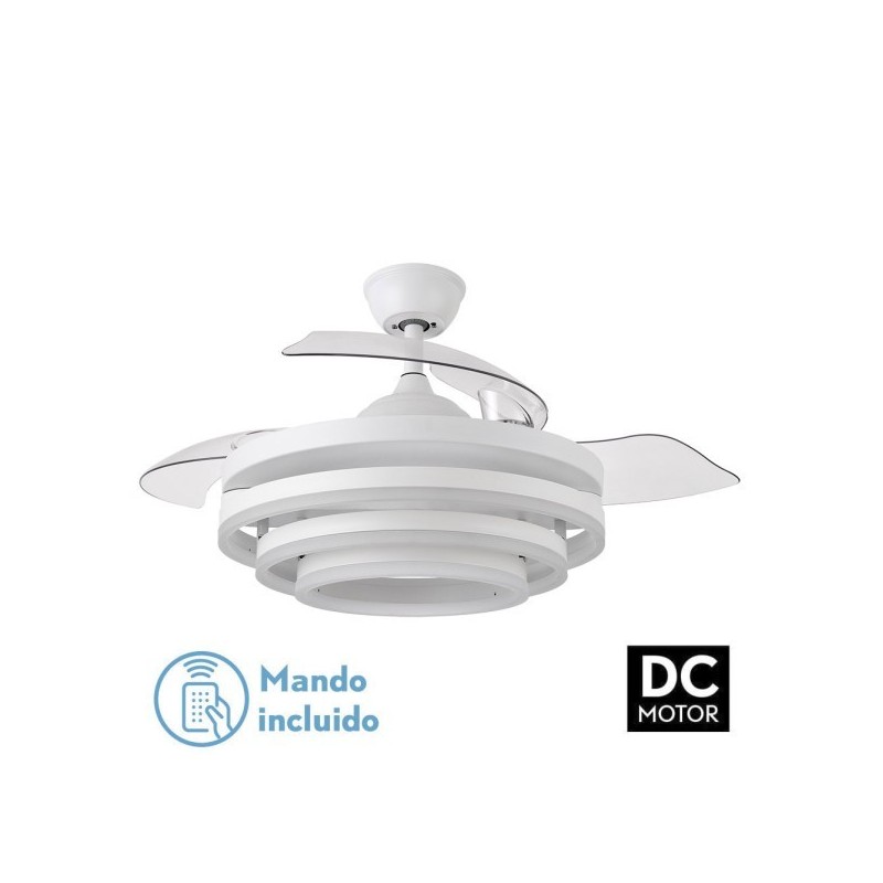 Ventilador 72w Dc Kai Blanco 3 Aspas Transp. 6 Vel. 3 Colores 43/58x50/107 C/remoto,memoria Y temp. 6120lm