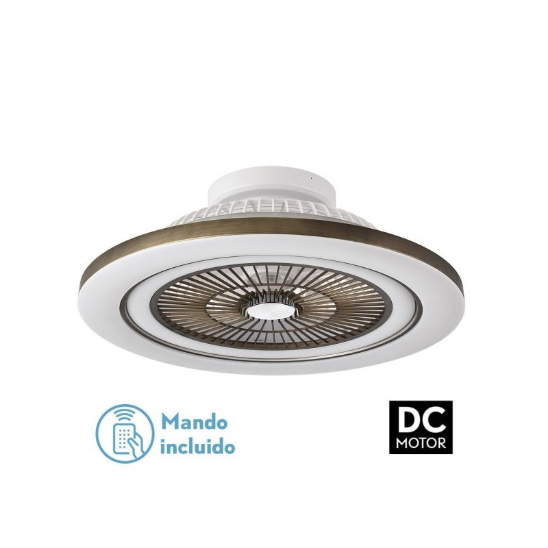 Ventilador 72w Dc Mato Cuero 5Aspas Transp. 22x58x58cm 6 Vel. 3 Colores C/remoto,memoria,temporiz Y Reg.Intensidad 6120lm