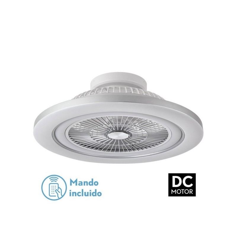 Ventilador 72w Dc Mato Niquel 5Aspas Transp. 22x58x58cm 6 Vel. 3 Colores C/remoto,memoria,temporiz Y Reg.Intensidad 6120lm