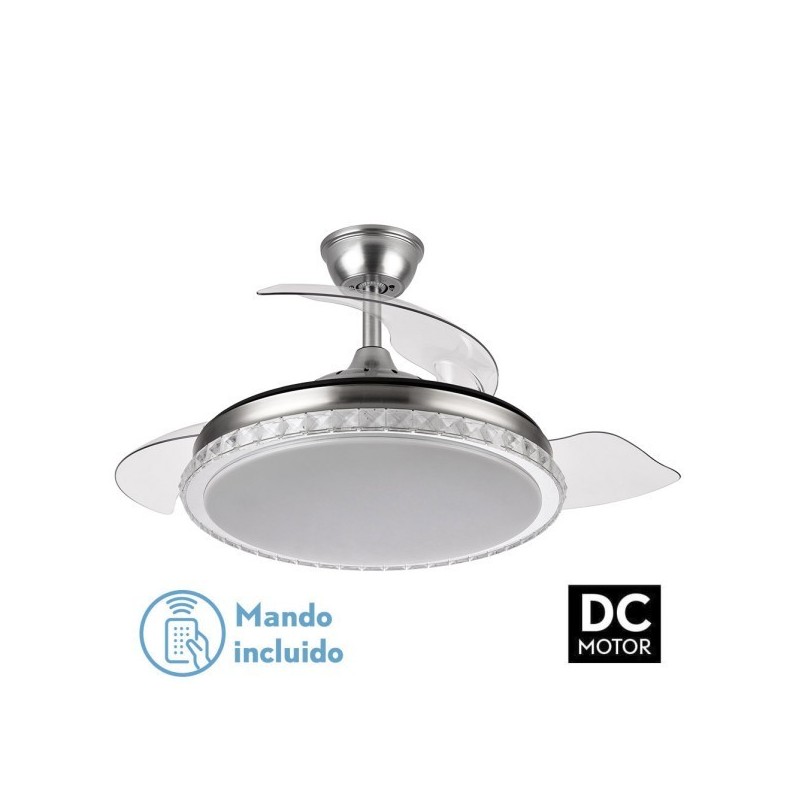 Ventilador Biliku 72w 6120lm Niquel 3asp.desp.108d 3000-4000-6000k Remoto, Memoria Y Temporizador