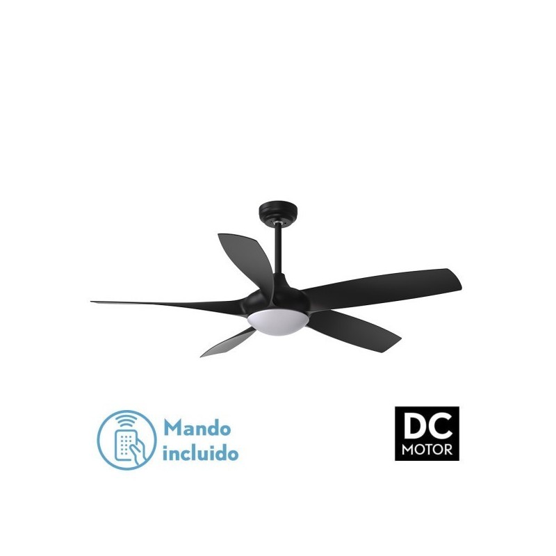 Ventilador DC 24w Galleo Negro 5 Aspas 137d 2400Lm 6 velocidades 3000-4000-6500k C/remoto,memoria Y Temporizador