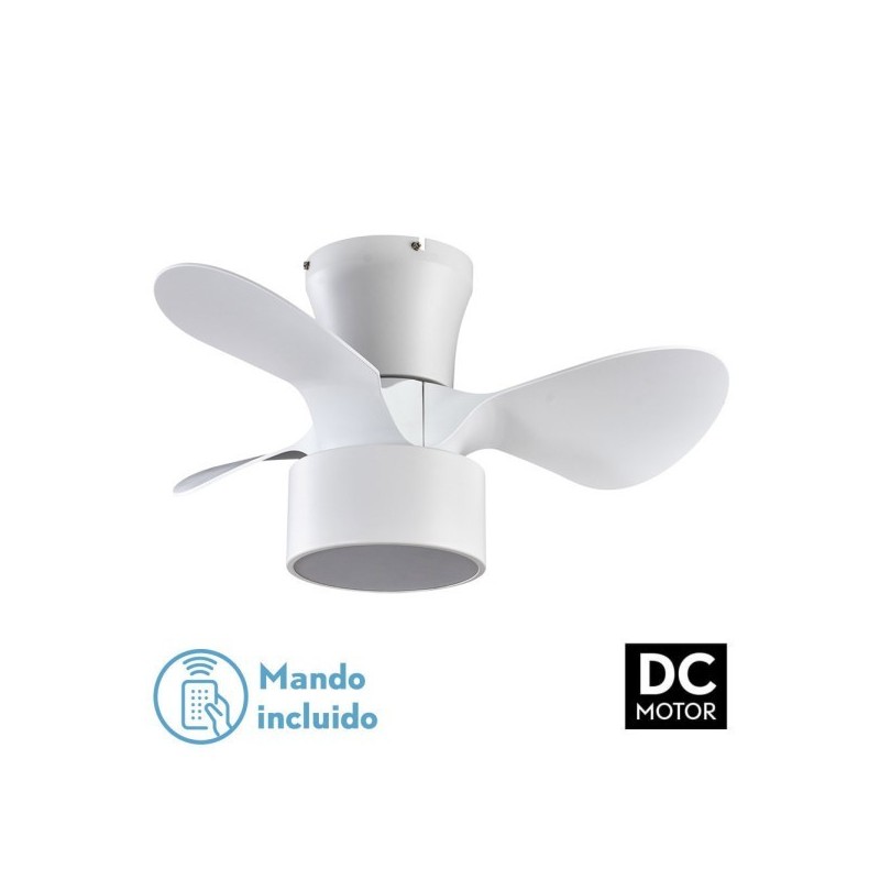 Ventilador DC 24w Kos Blanco 3 Aspas 60d 6 Vel. 2390lm 3000-4500-6000k c/remoto, Memoria Y Temporizador