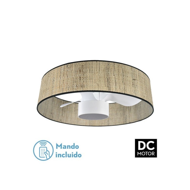Ventilador Dc 24w Natasha Cañizo/blanco 70d 3 Aspas 6vel. 2390lm 3 Colores Remoto,memoria,temporizador