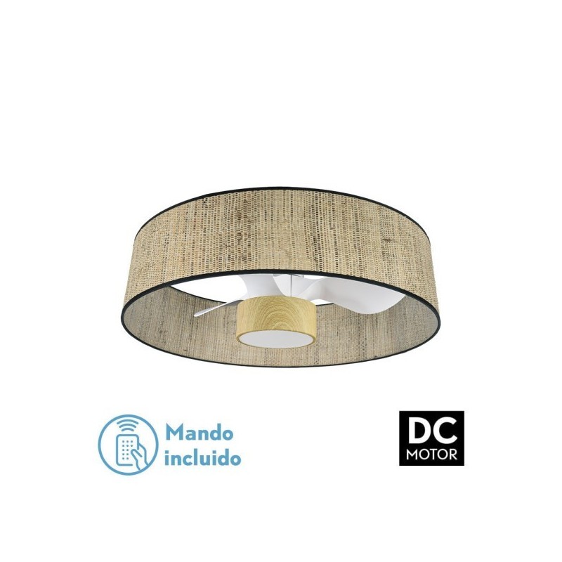 Ventilador Dc 24w Natasha Cañizo/blanco-haya 70d 3 Aspas 6vel. 2390lm 3 Colores Remoto,memoria,temporizador