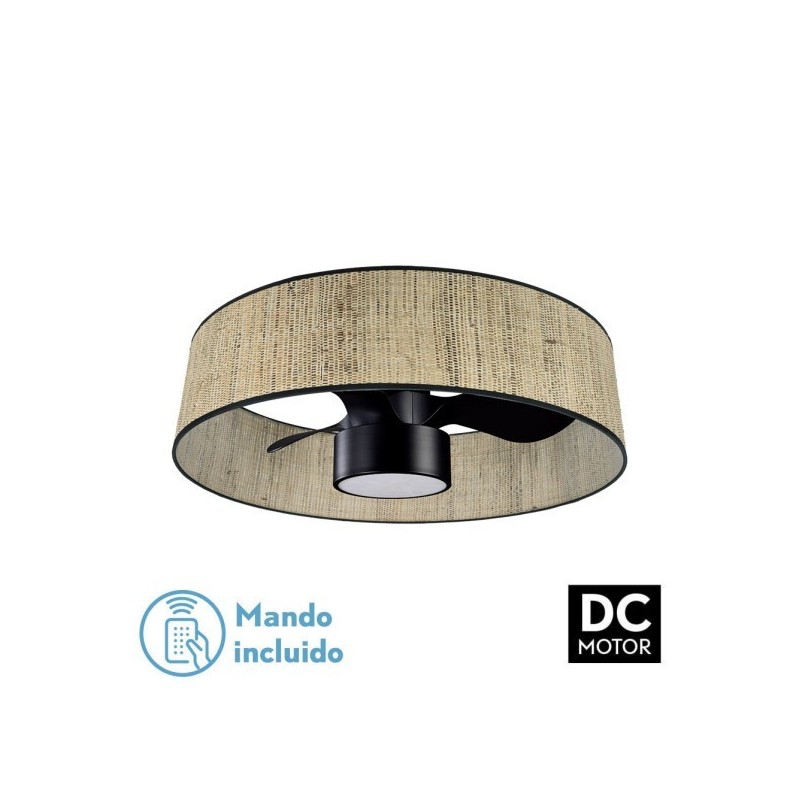 Ventilador Dc 24w Natasha Cañizo/negro 70d 3 Aspas 6vel. 2390lm 3 Colores Remoto,memoria,temporizador