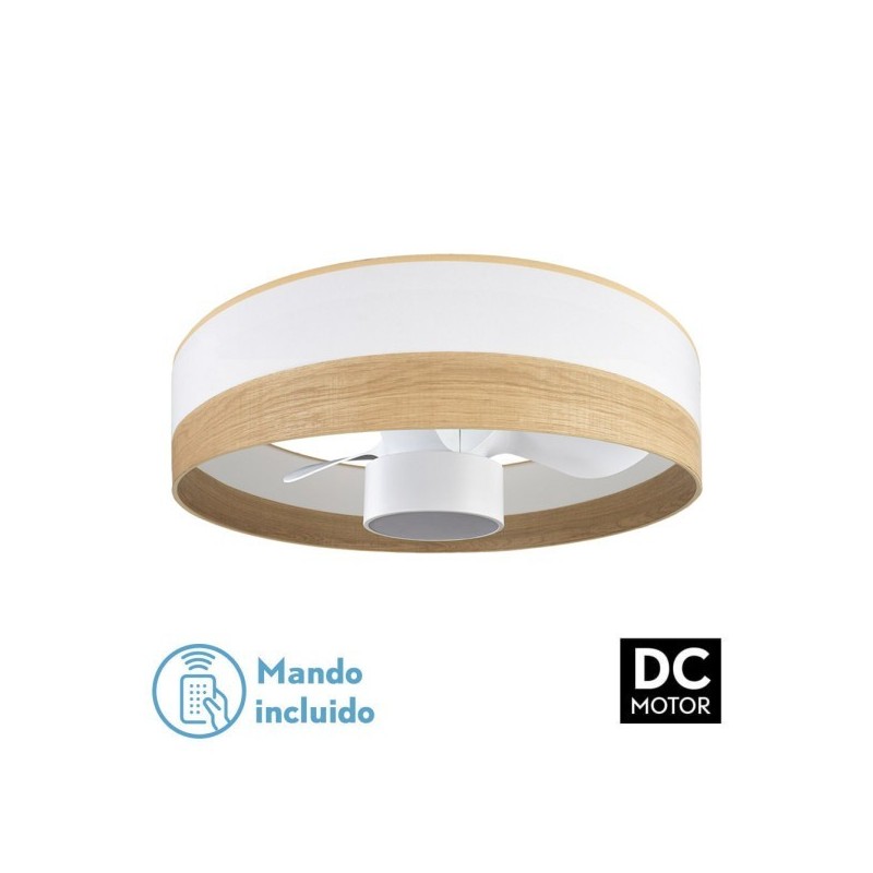 Ventilador Dc 24w Olga Blanco/mad.clara-blanco 3 Aspas 6 Vel. 2390lm 3 Colores, Remoto,memoria,temporizador 70d