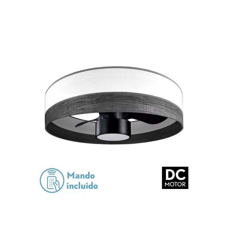 Ventilador Dc 24w Olga Blanco/mad.negra-negro 3 Aspas 6 Vel. 2390lm 3 Colores, Remoto,memoria,temporizador 70d