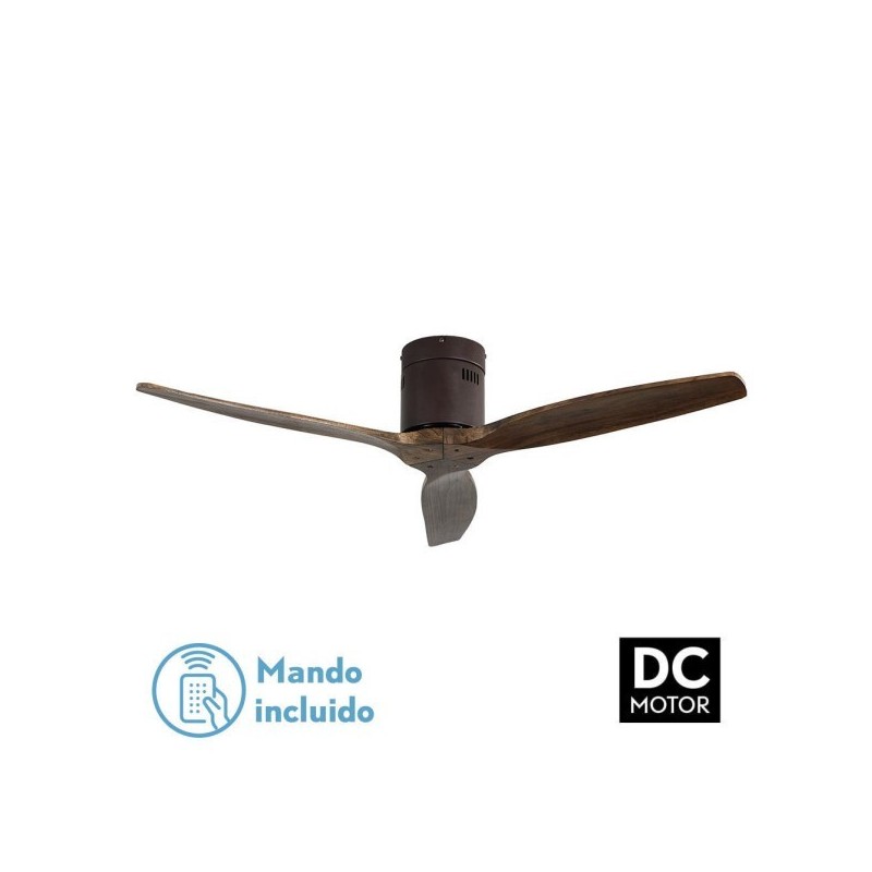 Ventilador Dc Aguilon Marron 3 Aspas Roble 6 Velocidades Sin Luz Remoto Y Temporiz.132d