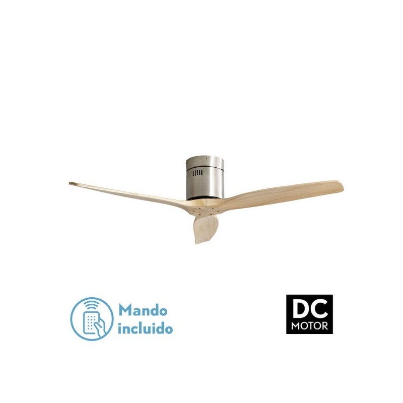 Ventilador Dc Aguilon Niquel 3 Aspas Haya 6 Velocidades Sin Luz Remoto Y Temporiz.132d