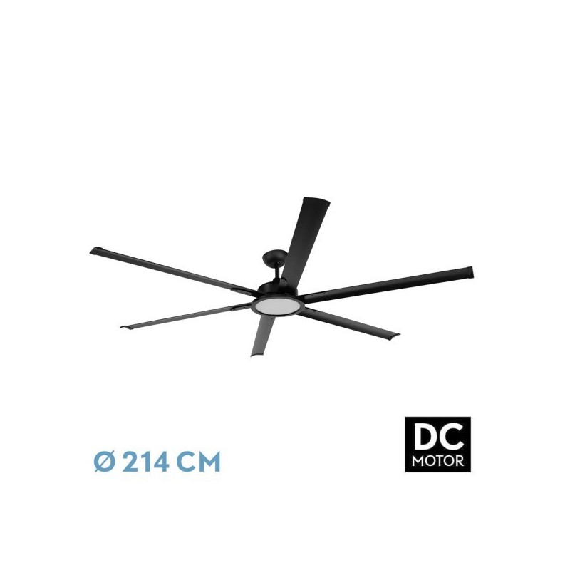 Ventilador Dc Almanzor 24w Negro 6asp.214d Regulable Intensidad 2950lm 3000k,4000k,6000k Remoto+ Temporizador+ Memoria
