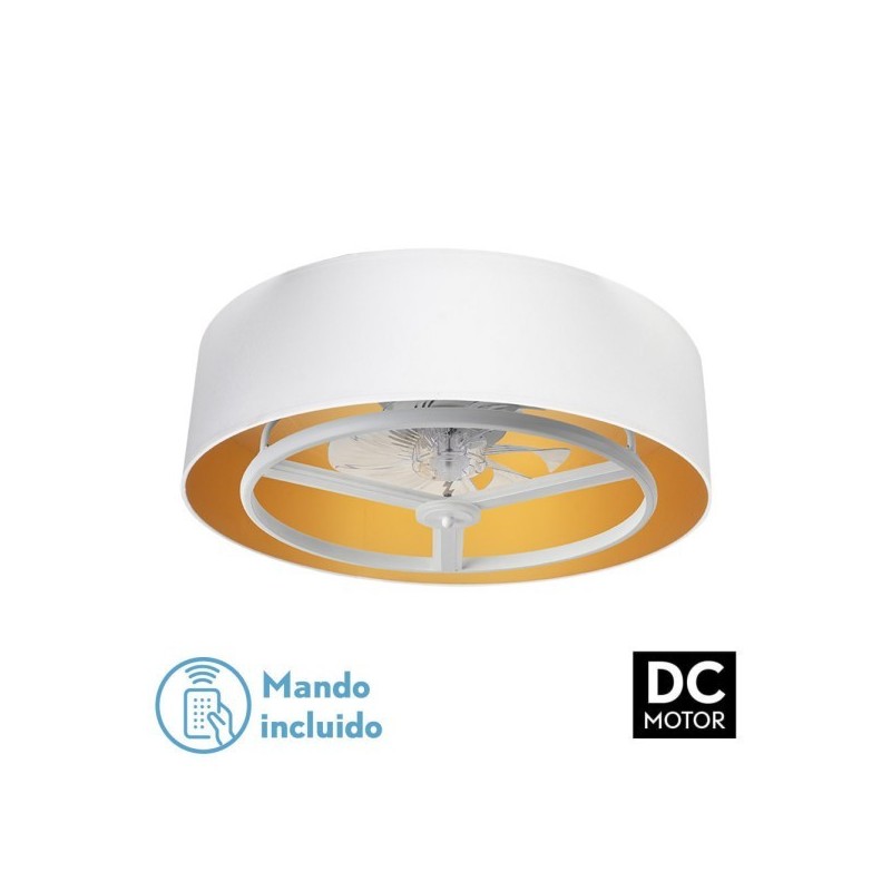 Ventilador Dc Anuska 60w Blanco/oro 8 Aspas 6 Veloc. 70d 5100lm 3col Remoto,memoria,reg.Intensidad,temporizador