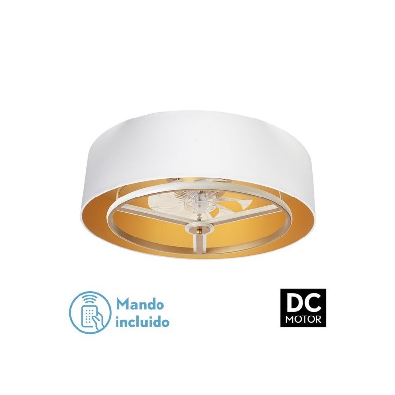 Ventilador Dc Anuska 60w Blanco/oro-oro 70d 8 Aspas 6 Veloc. 5100lm 3 Colores Remoto,memoria,Reg.Intensidad,temporizador