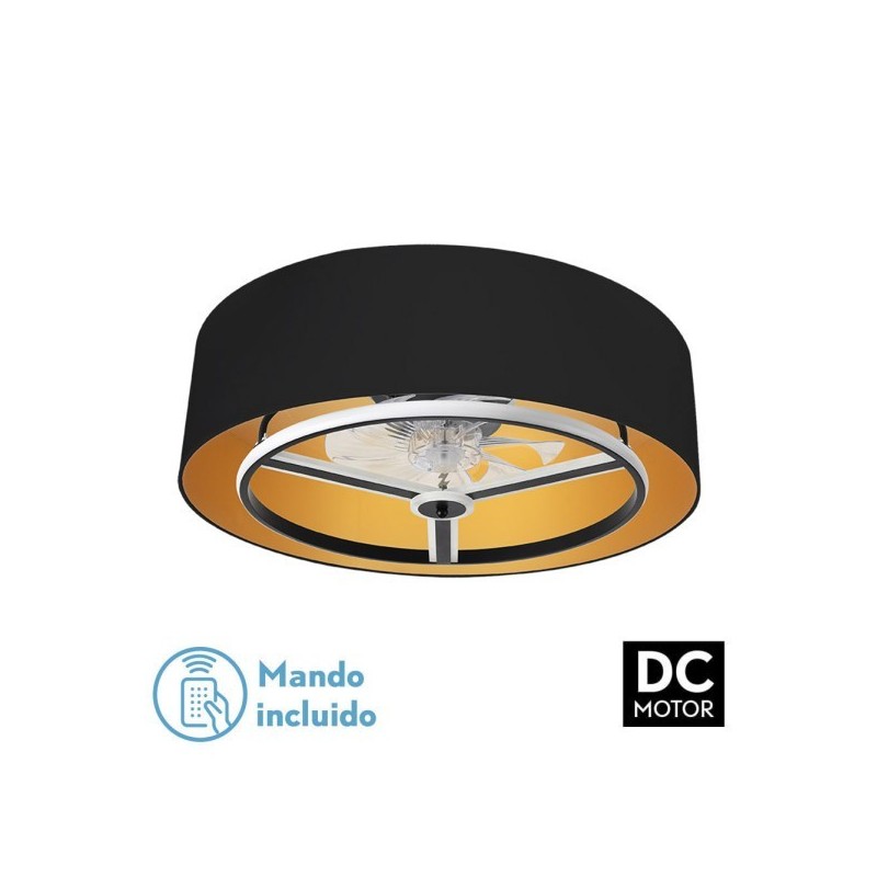 Ventilador Dc Anuska 60w Negro/oro 8 Aspas 6 Veloc. 70d 5100lm 3 Colores Remoto,memoria,reg.Intensidad,temporizador