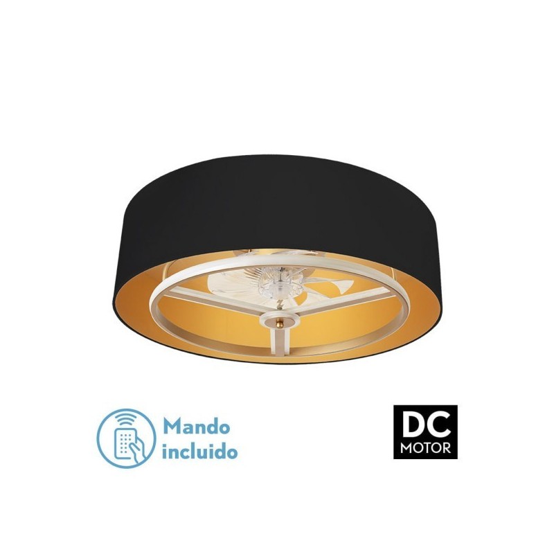 Ventilador Dc Anuska 60w Negro/oro-oro 70d 8 Aspas 6 Veloc. 5100lm 3 Colores Remoto,memoria,Reg.Intensidad,temporizador