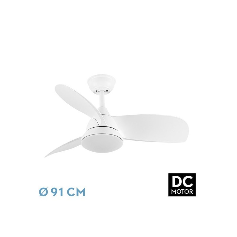 Ventilador Dc Atomo 24w Blanco 3aspas 91d 2640lm 6vel 3000k,4000k,6000k Remoto+memoria+temporizador