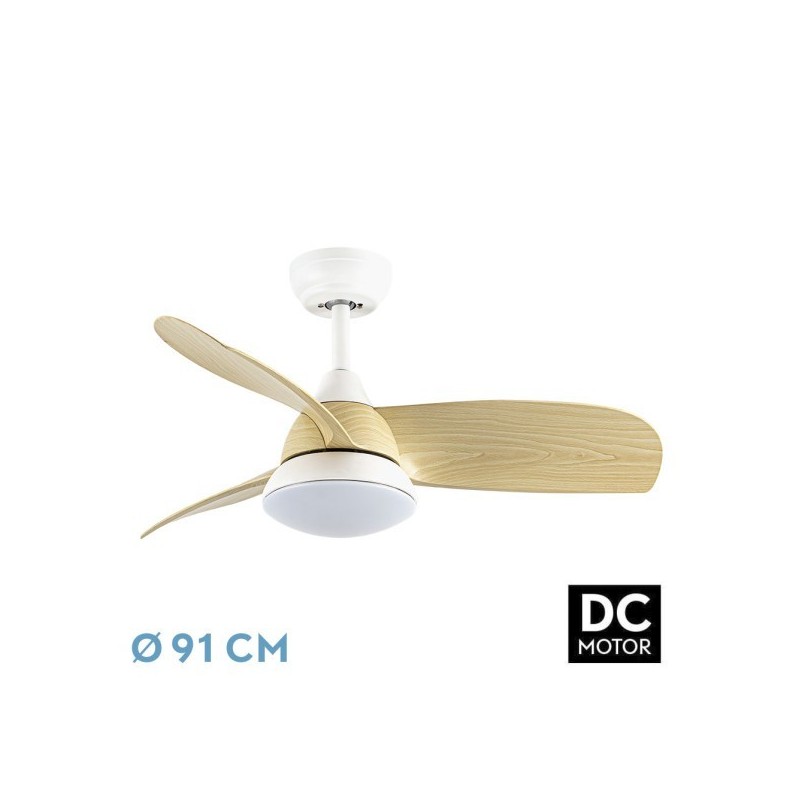 Ventilador Dc Atomo 24w Blanco 3aspas haya 91d 2640l 6vel 3000k,4000k,6000k Remoto+memoria+temporizador