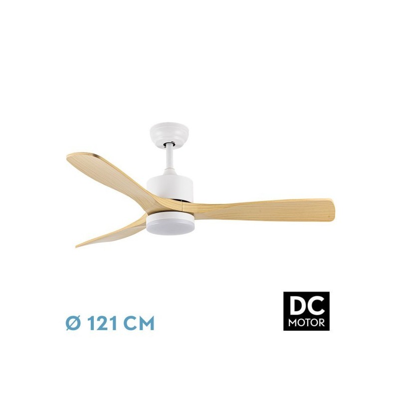 Ventilador Dc Azabache 20w Blanco 3asp.haya 6vel 3 Col 40/50x121d 2350lm Remoto,memor,tempo