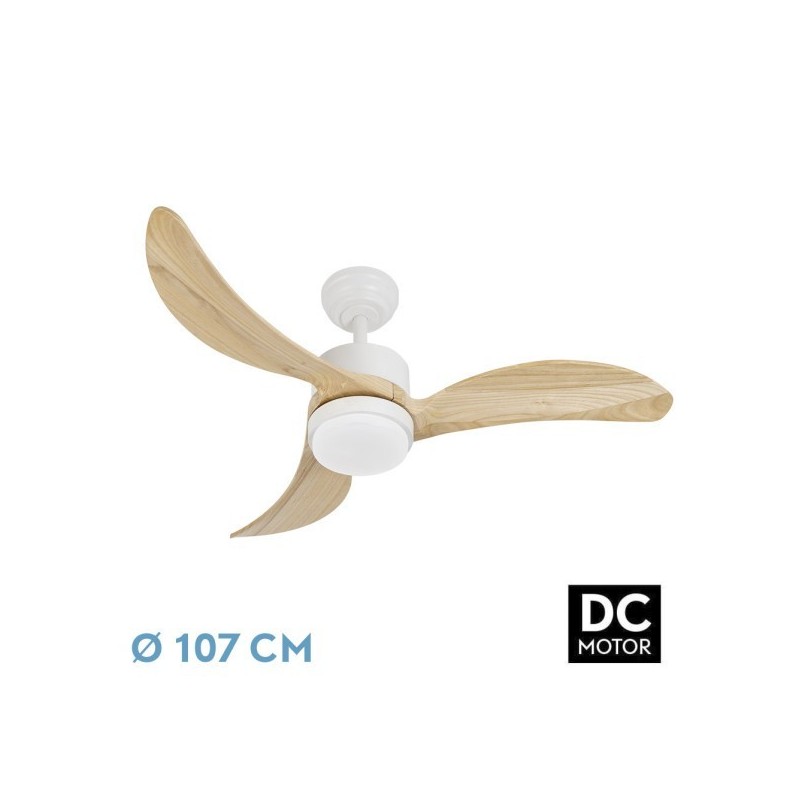 Ventilador Dc Bembezar 24w Blanco 3aspas Haya 107d 2424 Lm3000-4000-6500k Remoto+regulador Intensidad+temporizador+memoria