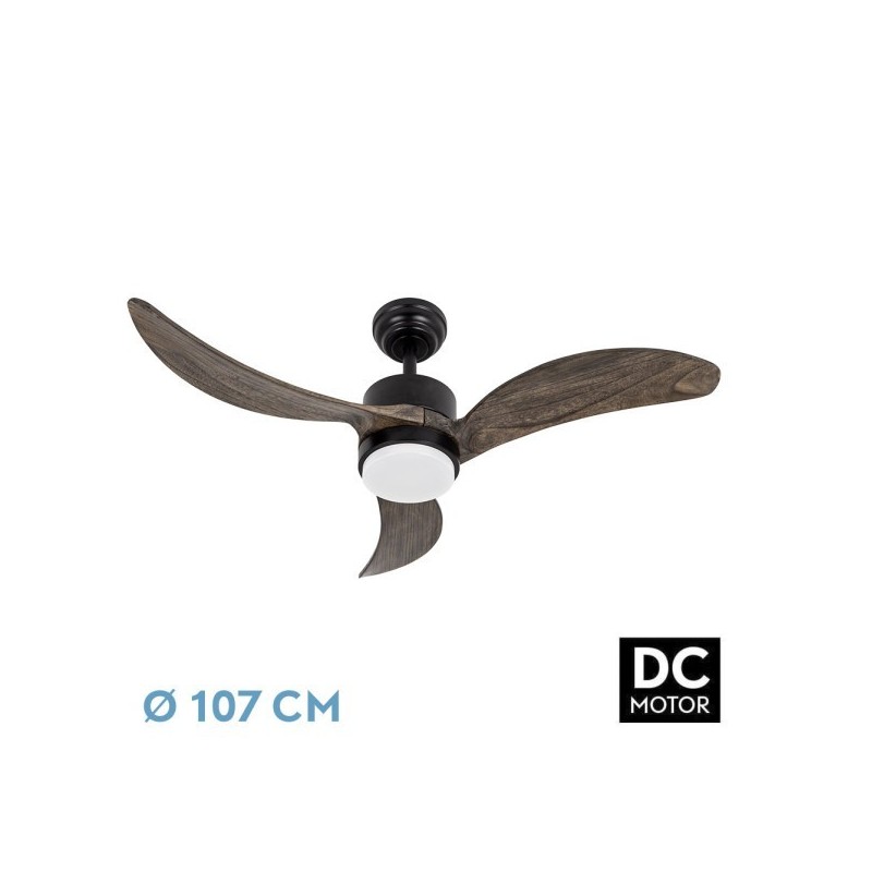 Ventilador Dc Bembezar 24w Negro 3aspas Roble 107d 2424 Lm 3000-4000-6500k Remoto+regulador Intensidad+temporizador+memoria