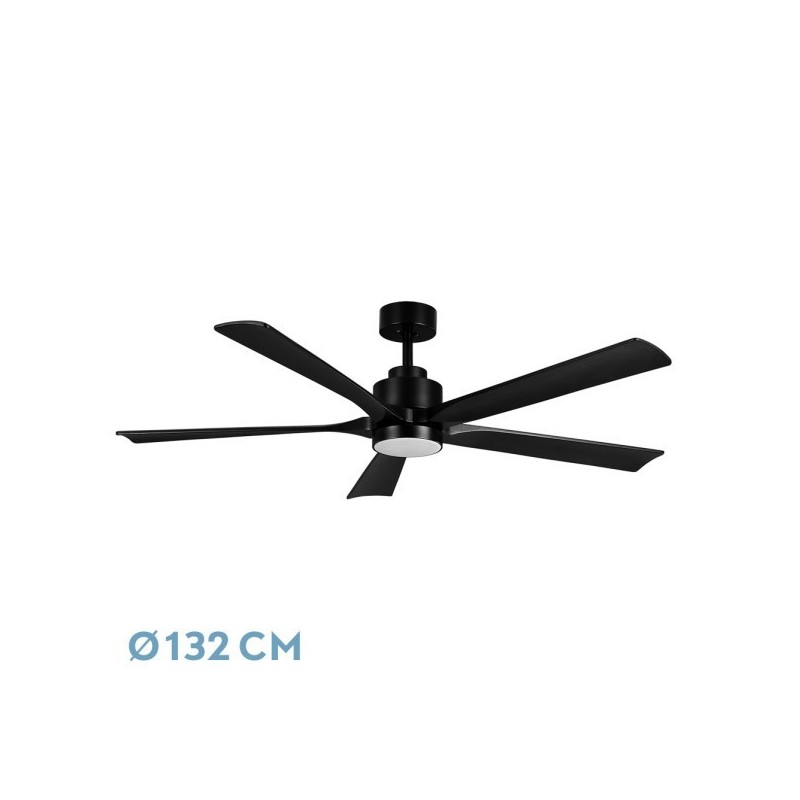 Ventilador Dc Cairo 24w 2400lm Negro 5aspas 132d 3000k,4500k,6000k Remoto+temporizador+memoria