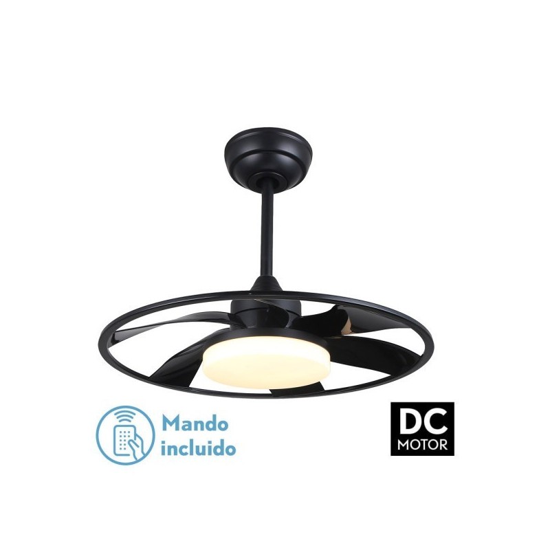 Ventilador Dc Celsius 26w Negro 6 Aspas 55d 2950lm 3000-4000-6500k 6vel. Remoto, Memoria Y Temporizador