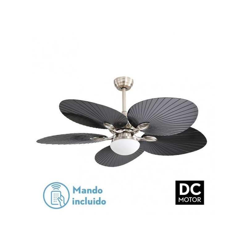 Ventilador Dc Chaw 24w 2950lm Niquel/negro 5asp.6vel.132d C/remoto, Memoria Y Temp.3000-4000-6000k