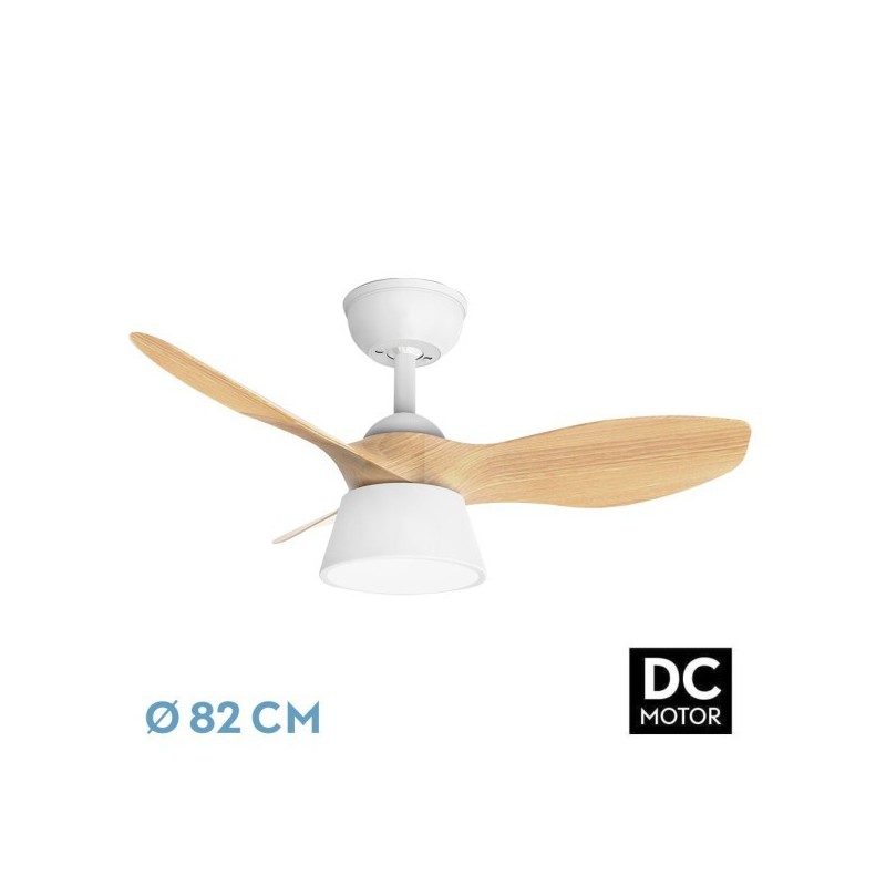 Ventilador Dc Cubico 36w 2680lm Blan/haya 3asp 82d 3000k,4500k,6000k,remoto+tempor+memoria