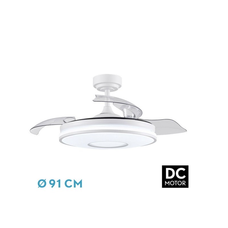 Ventilador Dc Dani 59w 6980lm Blanco 4aspas 6velocidades 91d 3000-4000-6000k Remot+reg.intensidad+memori+tempor