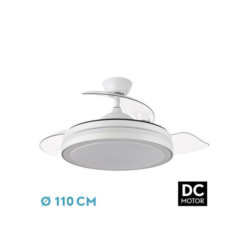 Ventilador Dc Esparta Plus 72w 6120lm Blanco 3 Aspas Desp. 107d 3 Colores C/Remoto+ Temporizador+ Memoria
