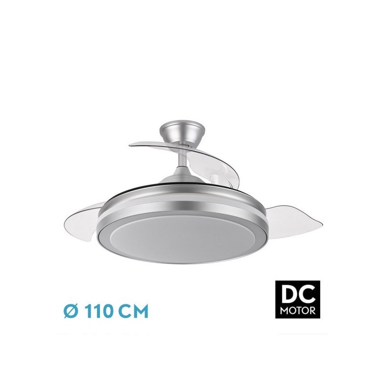 Ventilador Dc Esparta Plus 72w 6120lm Plata 107d 3aspas Desp.3000-4000-6000k Remoto+ Temporizador+ Memoria