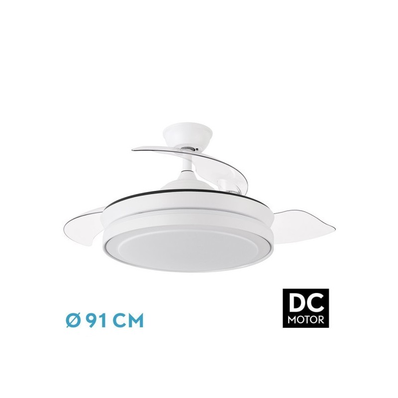 Ventilador Dc Esparta Mini Blanco 72w 6120lm 3asp.desp 91d 3000-4000-6000k Remoto+temporizador+memoria