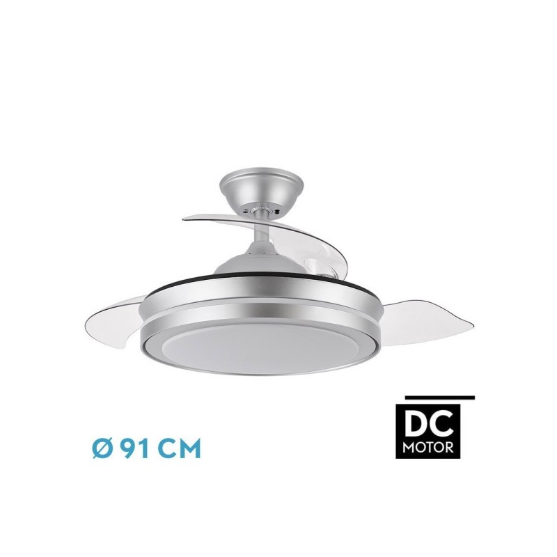Ventilador Dc Esparta Mini Plata 72w 6120lm 91d 3asp.d Esp.3000-4000-6000k Remoto+tempor+memori
