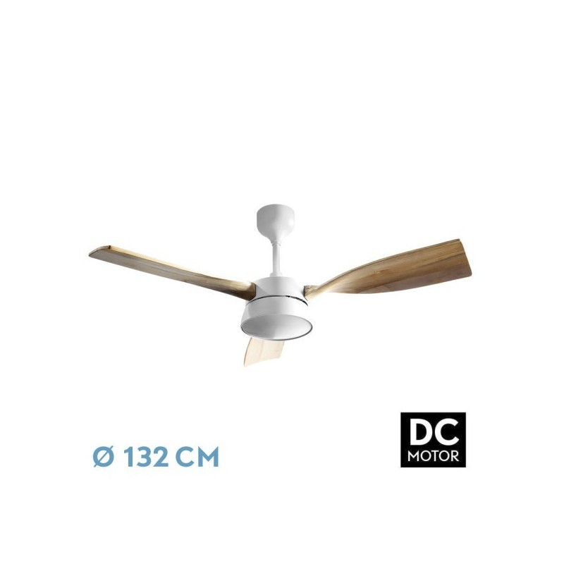Ventilador Dc Estio 24w Blanco/haya 3aspas132d Regulable Intensidad 2650lm 3000k,4000k,6000k Remoto+temporizador+memoria