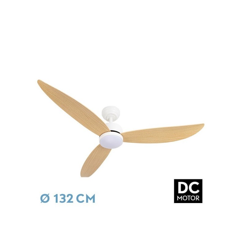 Ventilador Dc Genil 24w Blanco 3aspas Haya 132d 2424lm 3000-4000-6500k Remoto+temporizador+memoria