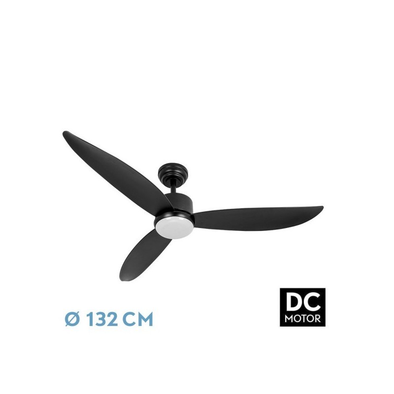 Ventilador Dc Genil 24w Negro 3aspas 6vel 132d 2424lm 3000-4000-6500k Remoto+temporizador+memoria