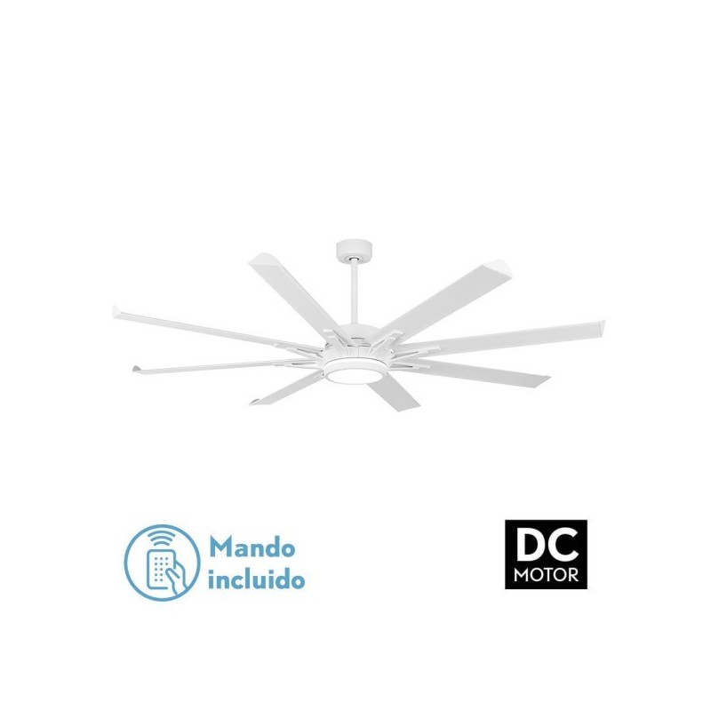 Ventilador Dc Grado 30w+15w Blanco 8 Aspas Aluminio 198d 6vel. 3 Colores 3250lm Remoto,memoria,temporizador