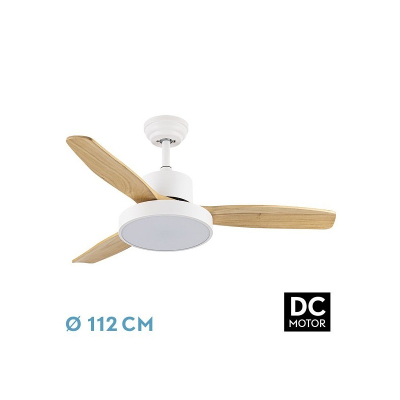Ventilador Dc Kavala 48w Blanco 3aspas Haya 112d 6velocidades 4078lm 3000-4000-6000k Remoto+memoria+temporizador