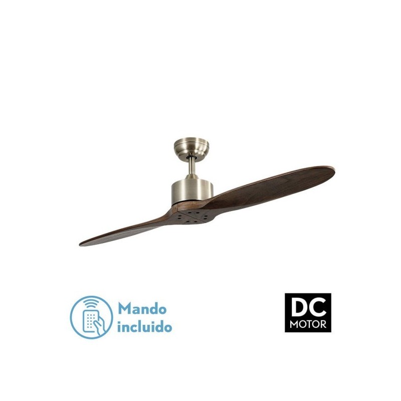 Ventilador Dc Leste Cuero 2 Aspas Roble Sin Luz 5 Velocidades Remoto Temporizador 132d