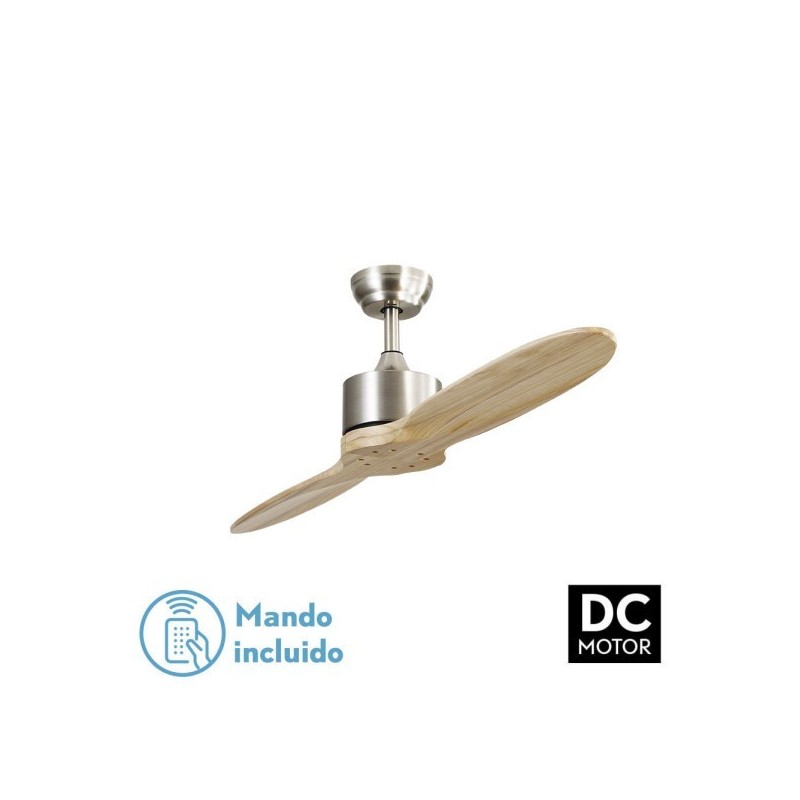 Ventilador Dc Leste Niquel 2 Aspas Haya Sin Luz 5 Velocidades Remoto Temporizador 132d