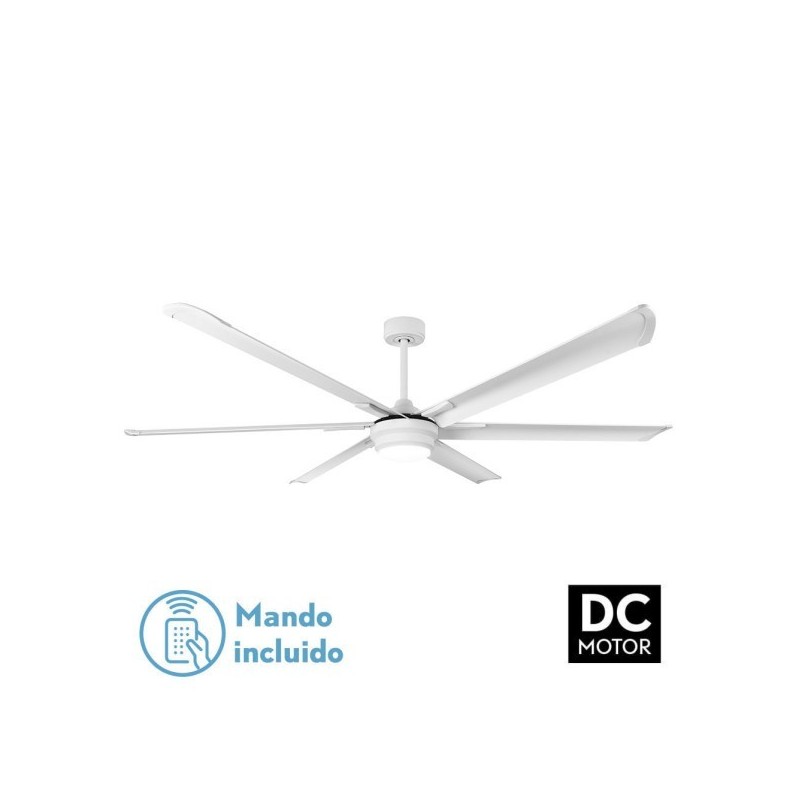 Ventilador Dc Marea 30w Blanco 6 Aspas Aluminio 198d 6vel. 3 Colores 3250lm Remoto,memoria,temporizador