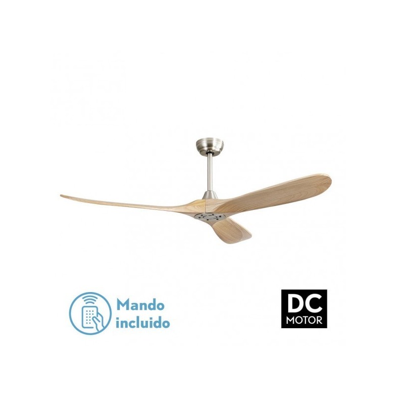 Ventilador Dc Marin Niquel 3 Aspas Haya Sin Luz 6 Velocidades 152d Temporizador Y Remoto 24
