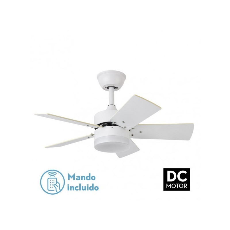 Ventilador Dc Marta 36w Blanco 5 Aspas Rev. Blanco/haya 41x76d 3060lm C/ Remoto , Memoria Y Temporizador 3000k,4000k,6000k